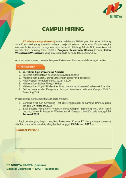 Campus Hiring PT. Nindya Karya